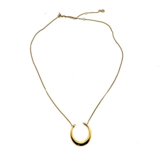 Sella & Dot Double Horn Pendant Gold Tone Necklace - Picture 2 of 4